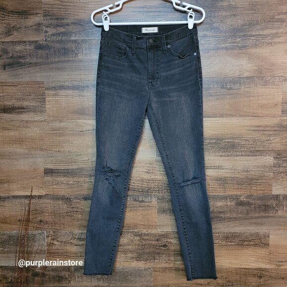 Madewell Jeans Size 27 Skinny 9" Mid Rise Tummy Control Black Sea Wash H2230 - Picture 1 of 13